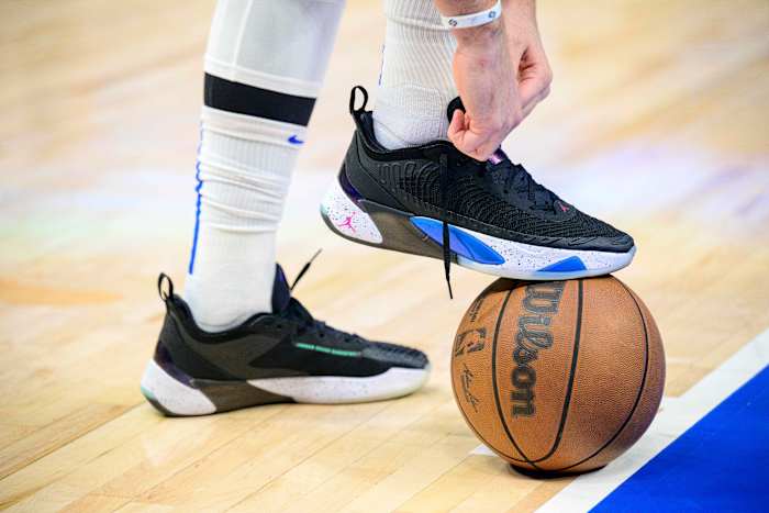 Luka Doncic wearing the Jordan Luka 1 during the NBA Playoffs.